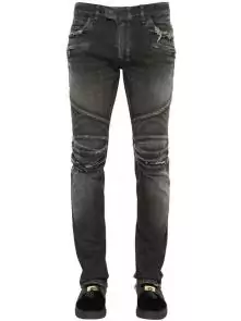 hommes balmain straight biker jeans hiphop pants gray